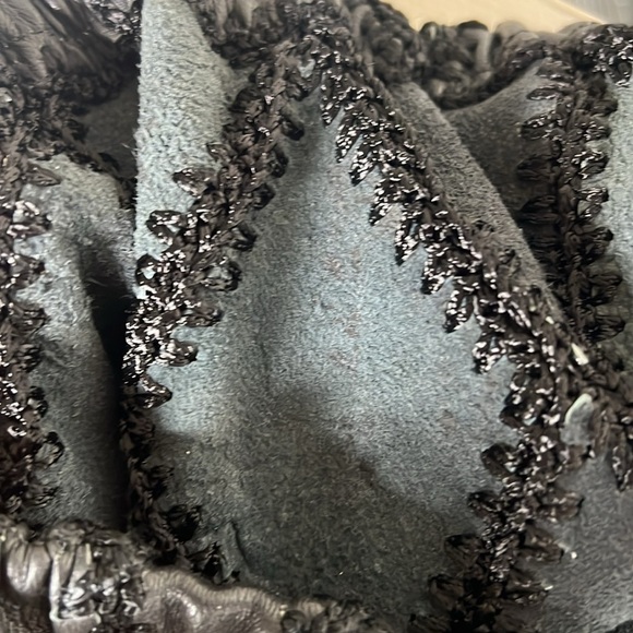 Size 8-10 Leather Crochet Patch Leather Skirt - Picture 4 of 5